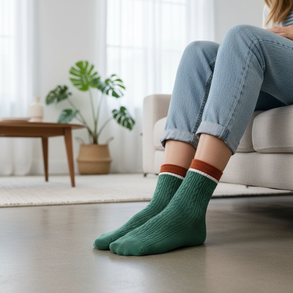 Aran Pattern Plain Seamless Socks