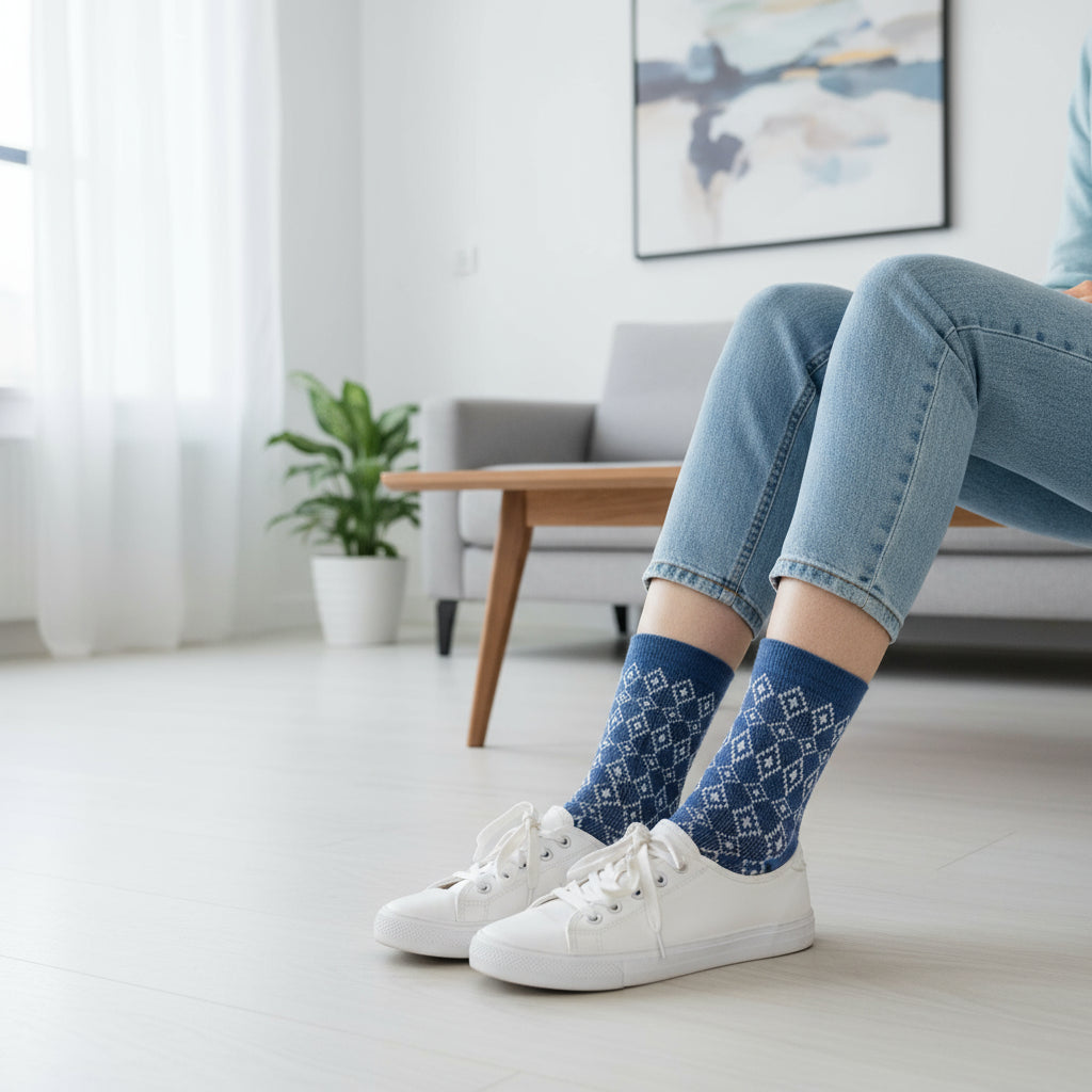 Blue Diamond Pattern Seamless Socks
