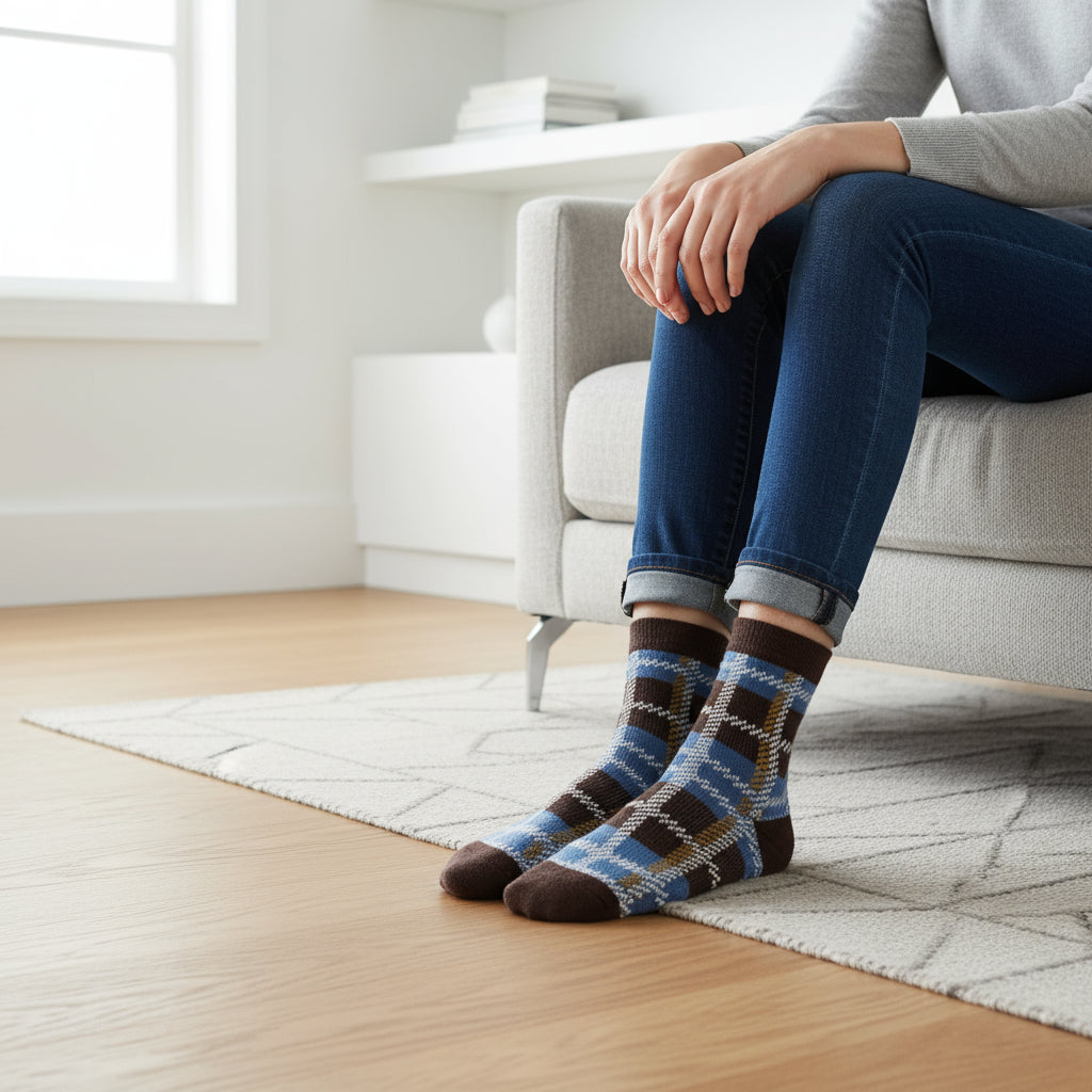 Square Tartan Style Pattern Seamless Socks