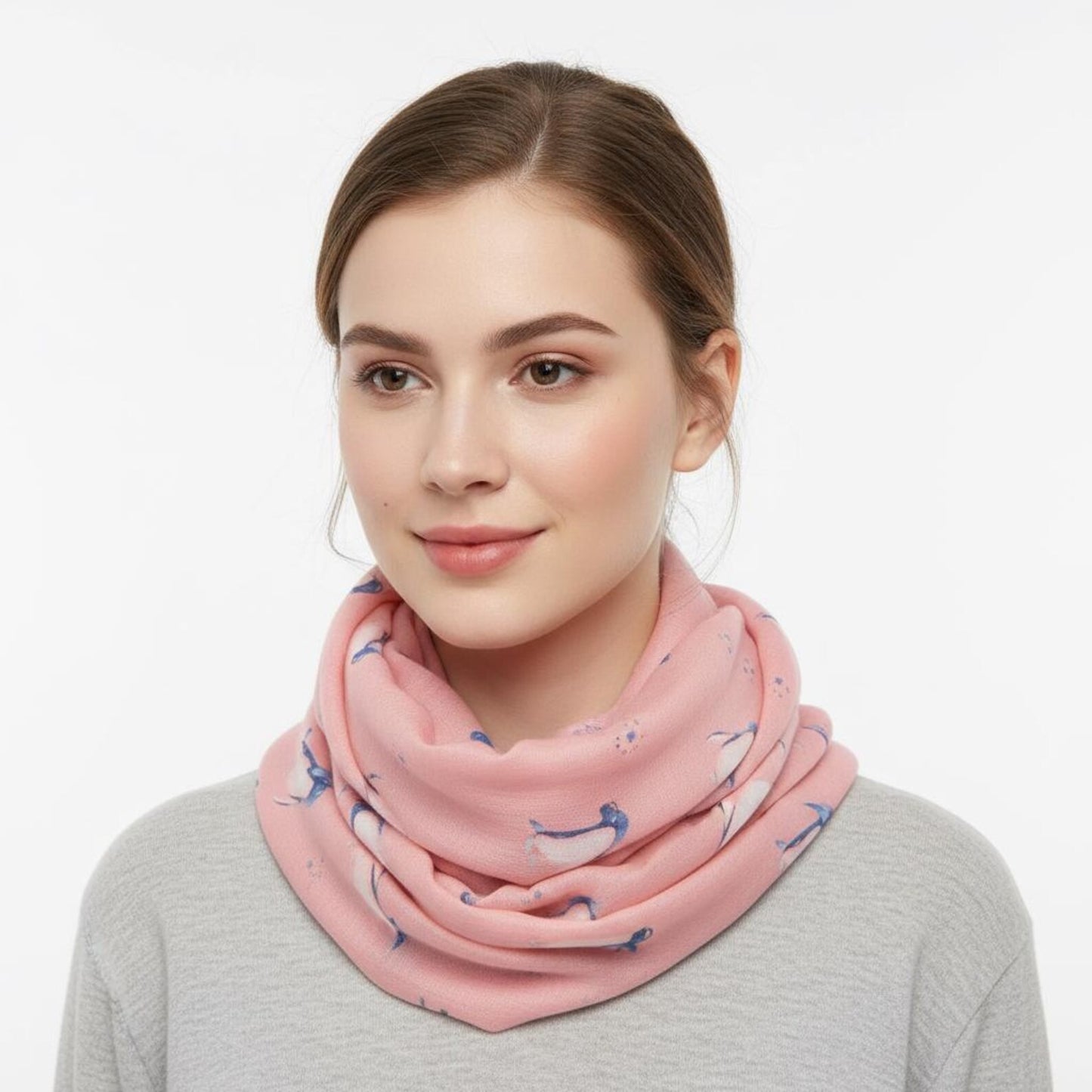Watercolour Penguin Bird Print Infinity Scarf Snood Women Accessories Comes with a gift bag