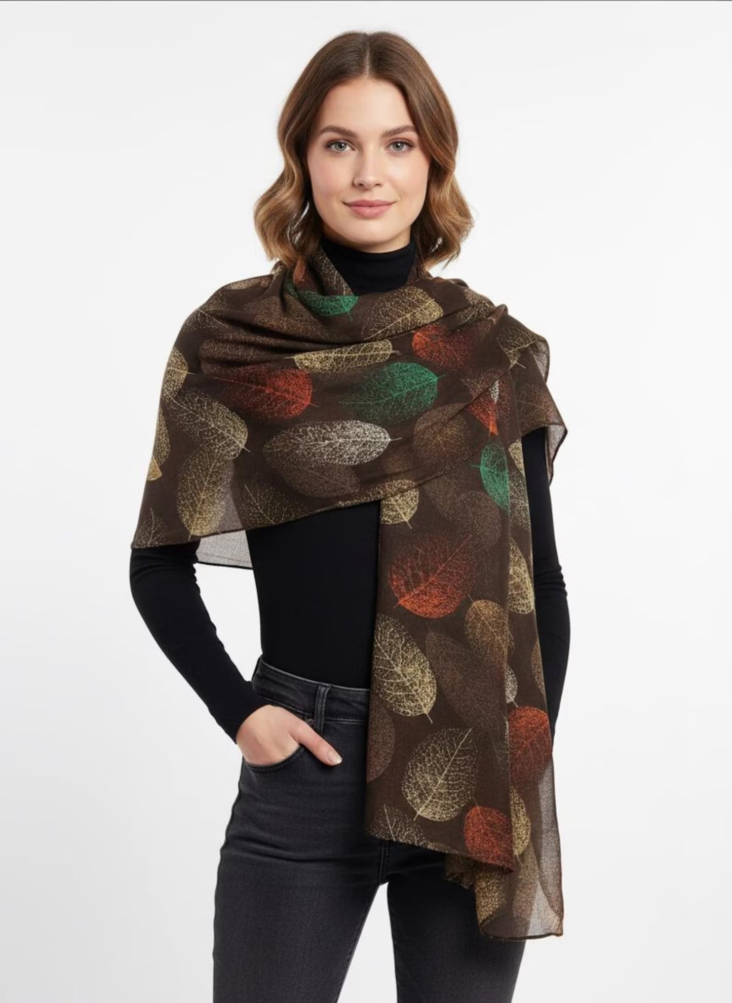 Leaf Print Scarf Lightweight Scarf Comes with a gift bag