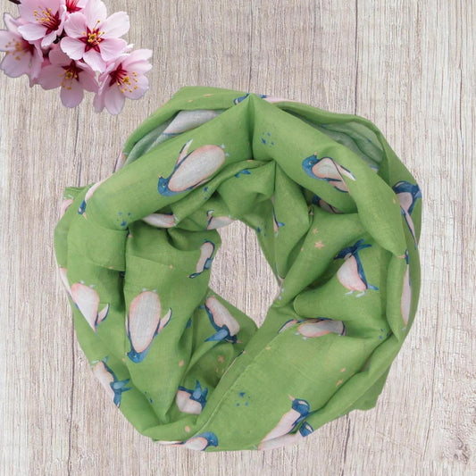 Watercolour Penguin Bird Print Infinity Scarf Snood Women Accessories Comes with a gift bag
