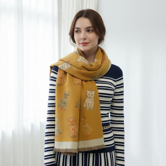 Cat Print Scarf: Soft Warm Pashmina Style Wrap Comes with a gift bag