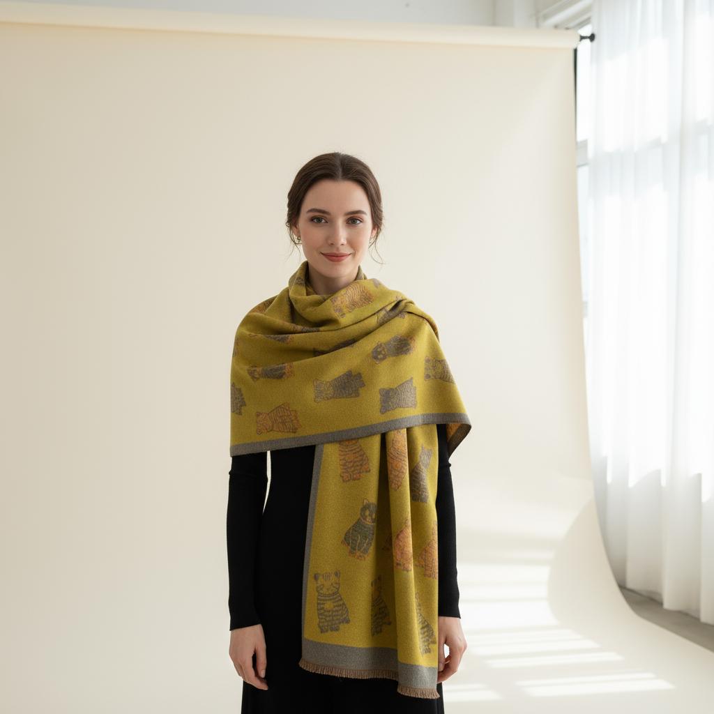 Cat Print Scarf Soft Warm Pashmina Style Wrap Comes with a gift bag