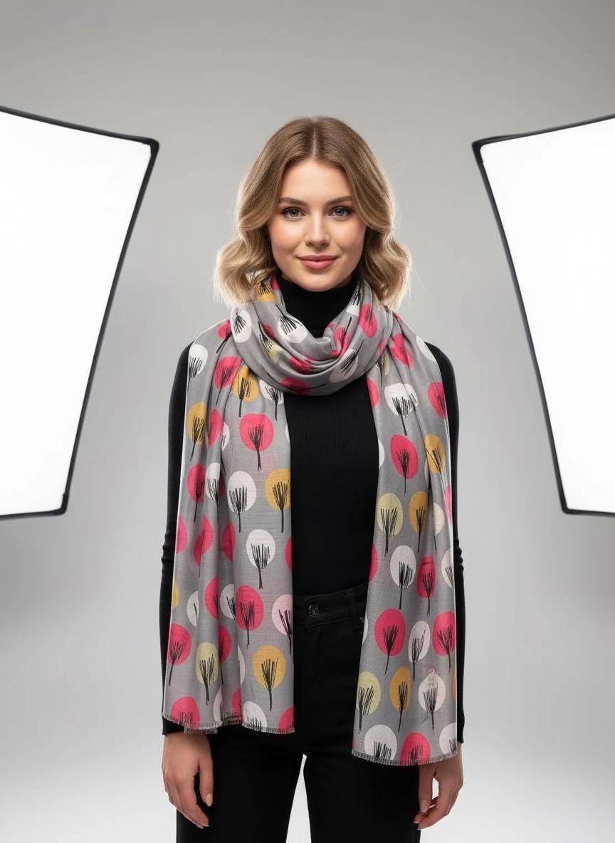 Tropical Leaf Print Scarf: Lightweight Fashion Wrap Comes with a gift bag