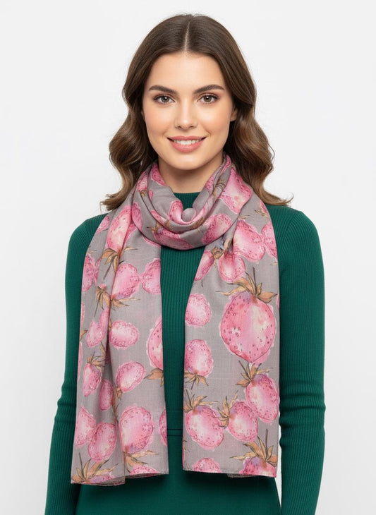 Lightweight Strawberry Print Scarf Comes with a gift bag
