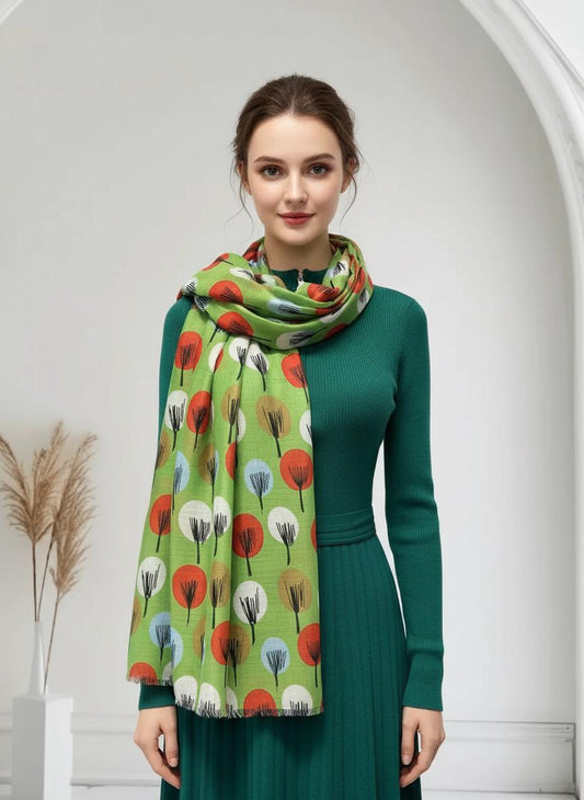 Tropical Leaf Print Scarf: Lightweight Fashion Wrap Comes with a gift bag