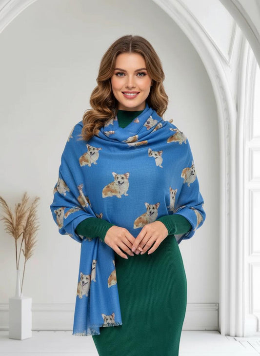 Corgi Dog Print Soft Scarf For Dog Lovers Comes with a gift bag