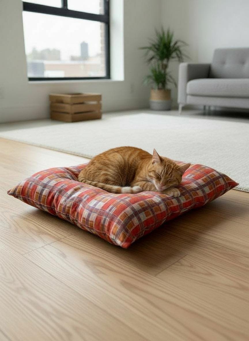 Handmade Double-Sided Pet Bed for Small Dogs & Cats – Soft Polyester Cushion with 100% Virgin Hollow fiber Filling