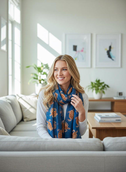 Turtle Print Fashion Oversized Scarf for Women Comes with a gift bag