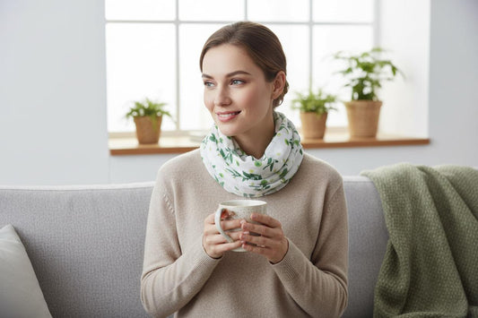 Lightweight Green Leaf Leaves Print Snood Infinity Scarf Comes with a gift bag