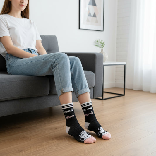 Moo Cow Print  Seamless Socks
