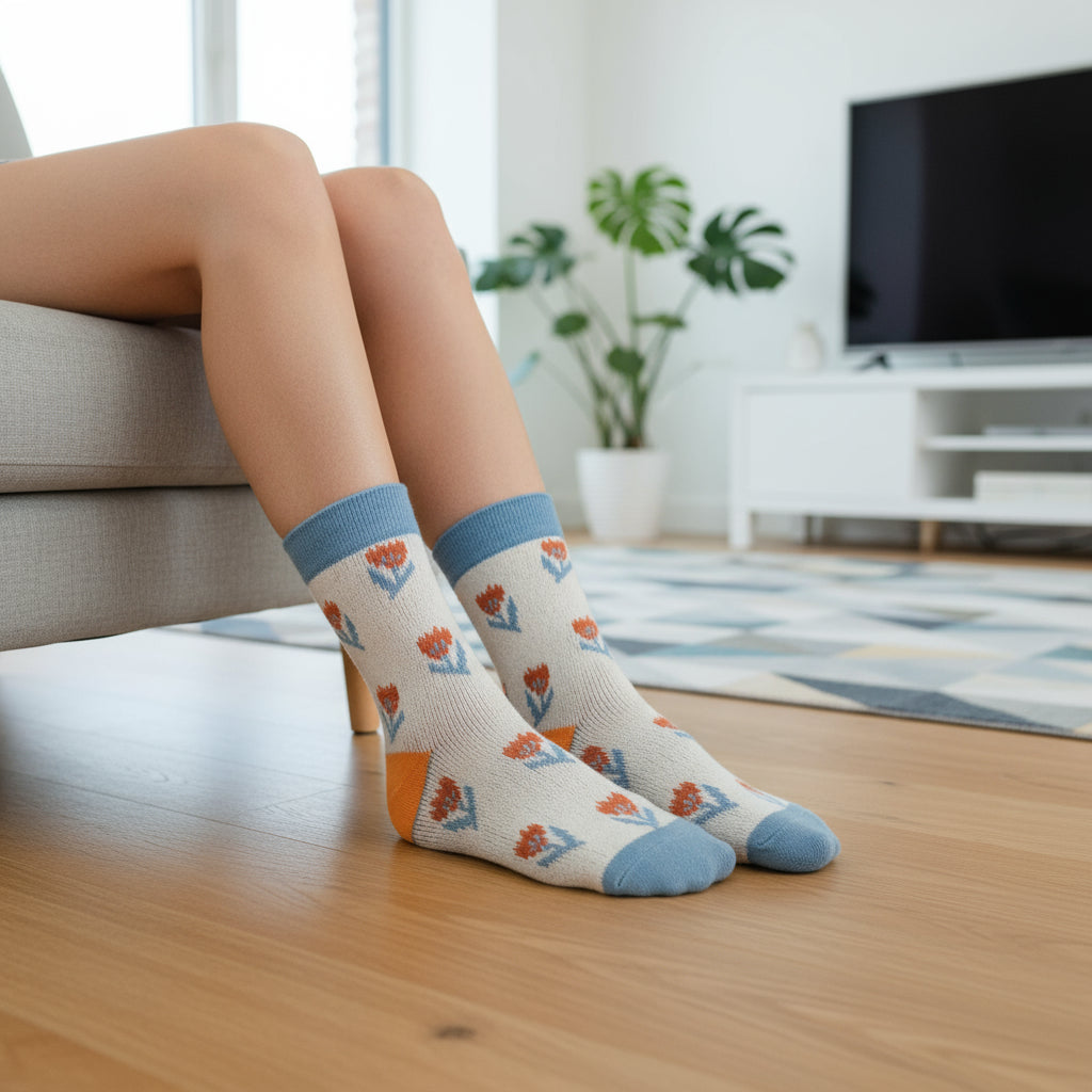 Flower Tulip Daisy Daisy Pattern  Socks