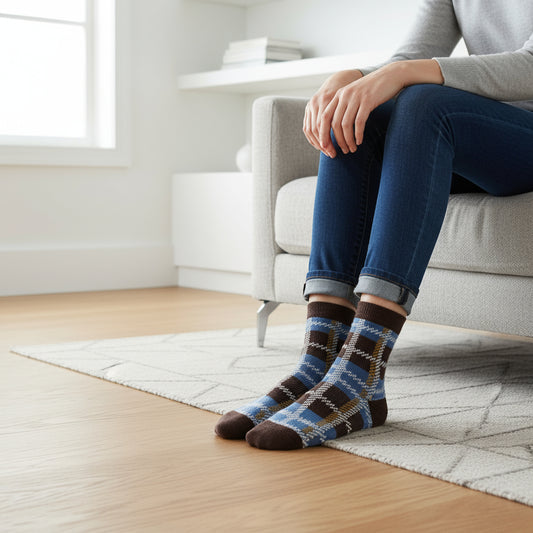 Square Tartan Style  Pattern  Seamless Socks