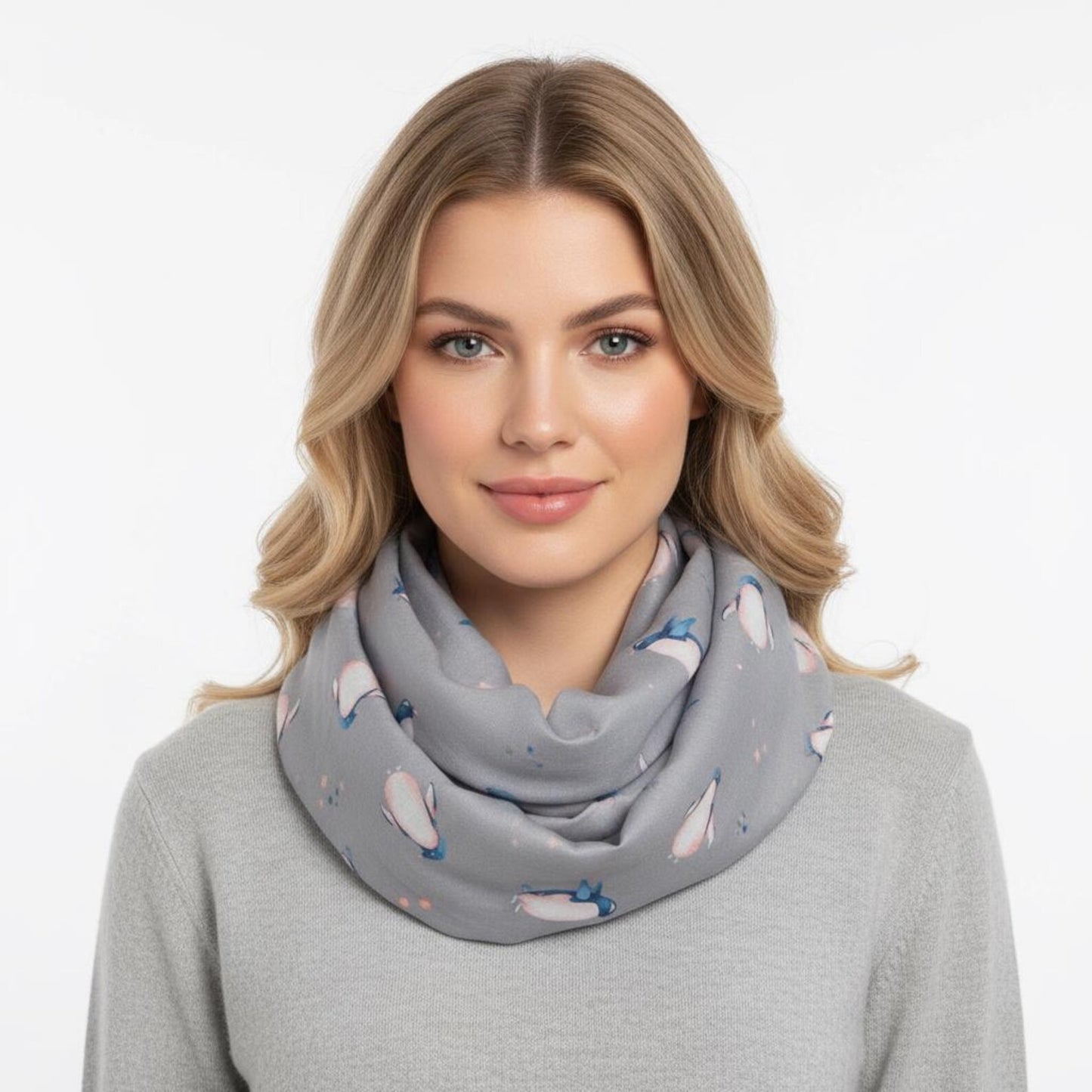 Watercolour Penguin Bird Print Infinity Scarf Snood Women Accessories Comes with a gift bag