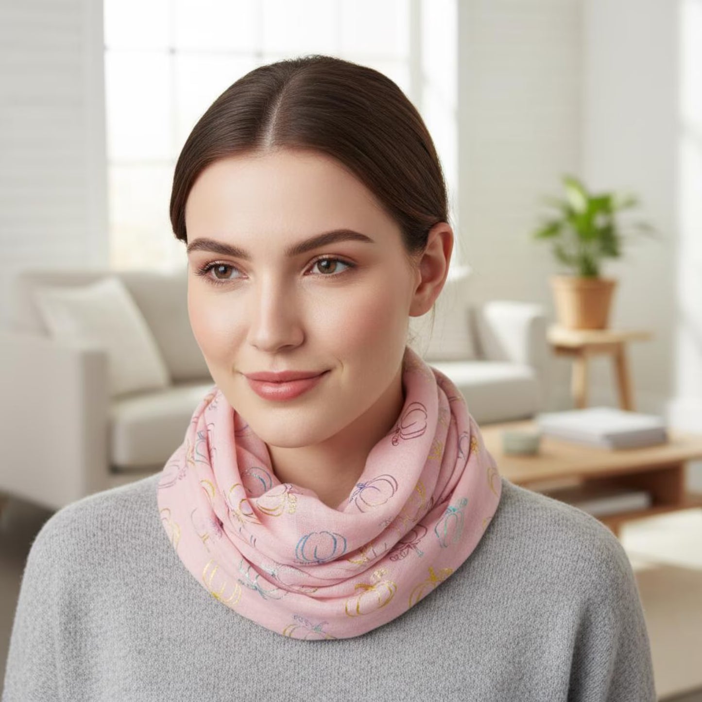Lightweight Glitter Pumpkin Snood Infinity Scarf Comes with a gift bag