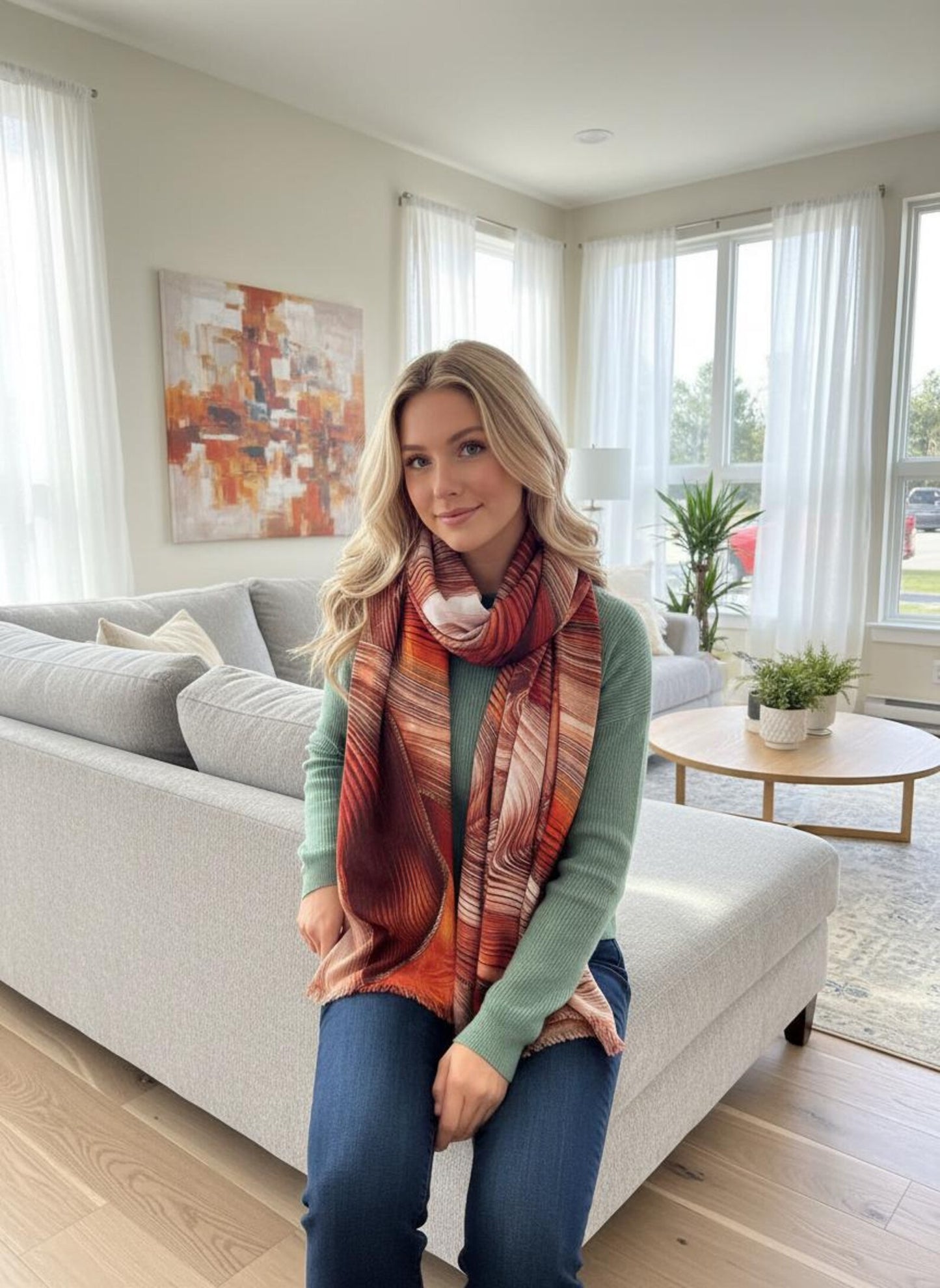 Rose gold outlined Swirl Wave  Print Pashmina Shawl Comes with a gift bag