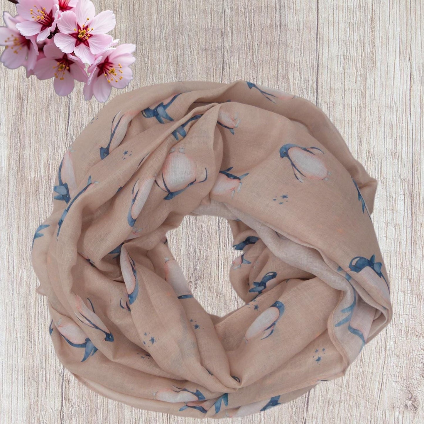 Watercolour Penguin Bird Print Infinity Scarf Snood Women Accessories Comes with a gift bag
