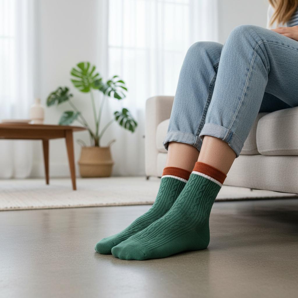 Ladies Seamless Soft Comfort Set of 6 Tree Flower Pattern Crew Socks Premium Quality Gift for Her comes with a gift bag