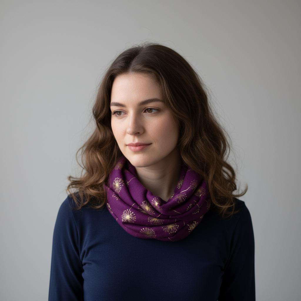 Lightweight Glitter Foil Dandelion Snood Infinity Scarf Comes with a gift bag