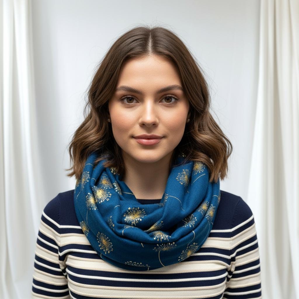 Lightweight Glitter Foil Dandelion Snood Infinity Scarf Comes with a gift bag