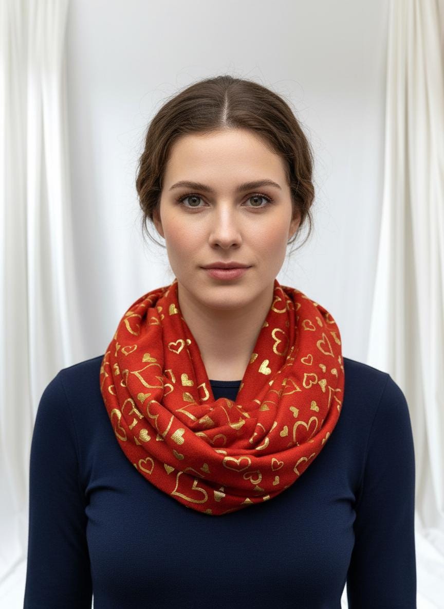 Glitter Heart Snood For Her Gift For Teacher Sister Comes with a gift bag