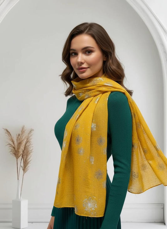 Glitter Shimmer  Dandelion Print Scarf For Women Comes with a gift bag