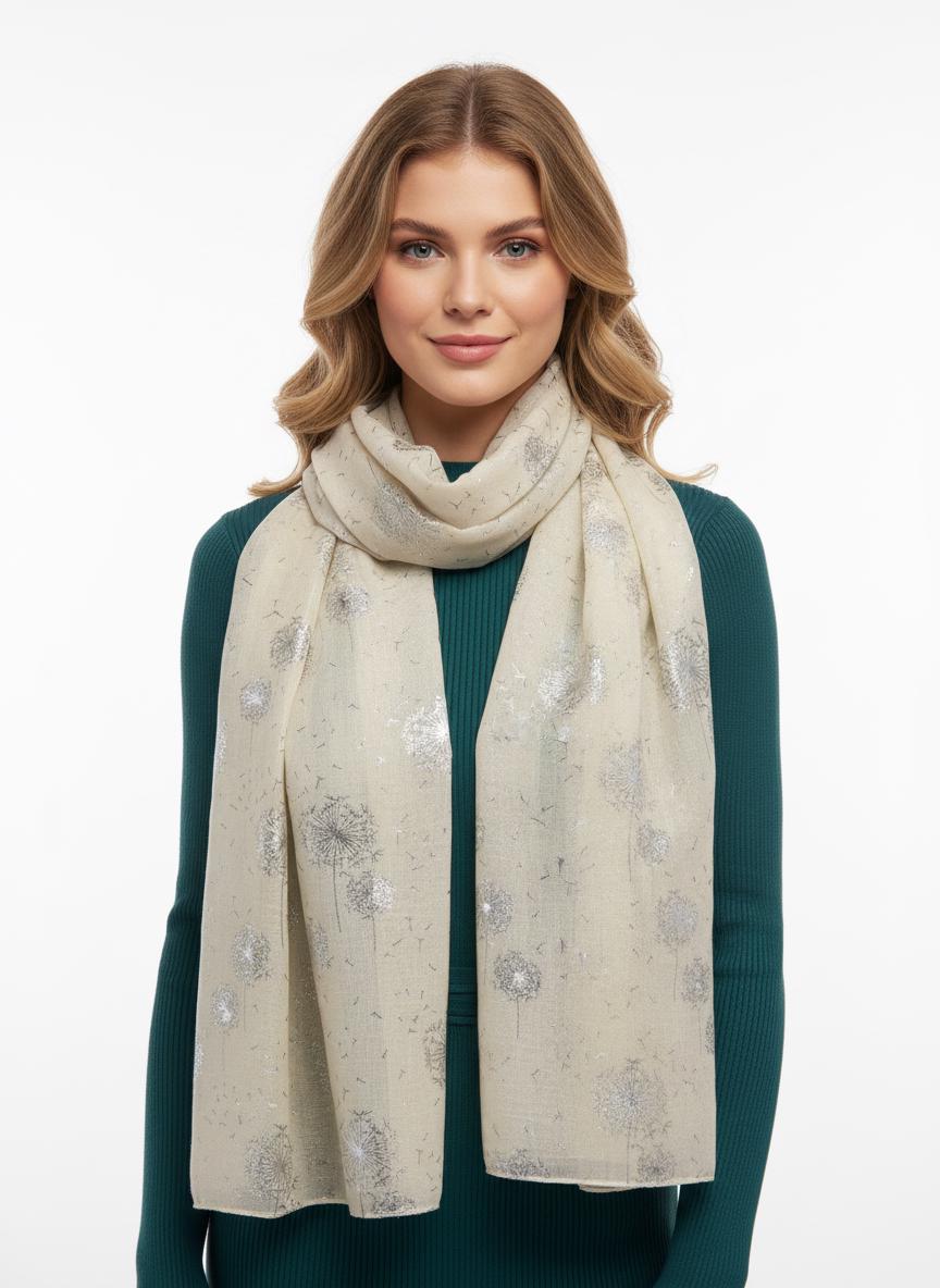 Glitter Shimmer  Dandelion Print Scarf For Women Comes with a gift bag