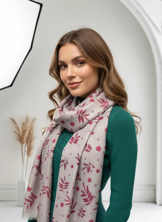 Mountain Ash Print Scarf: Lightweight Cotton Blend Comes with a gift bag