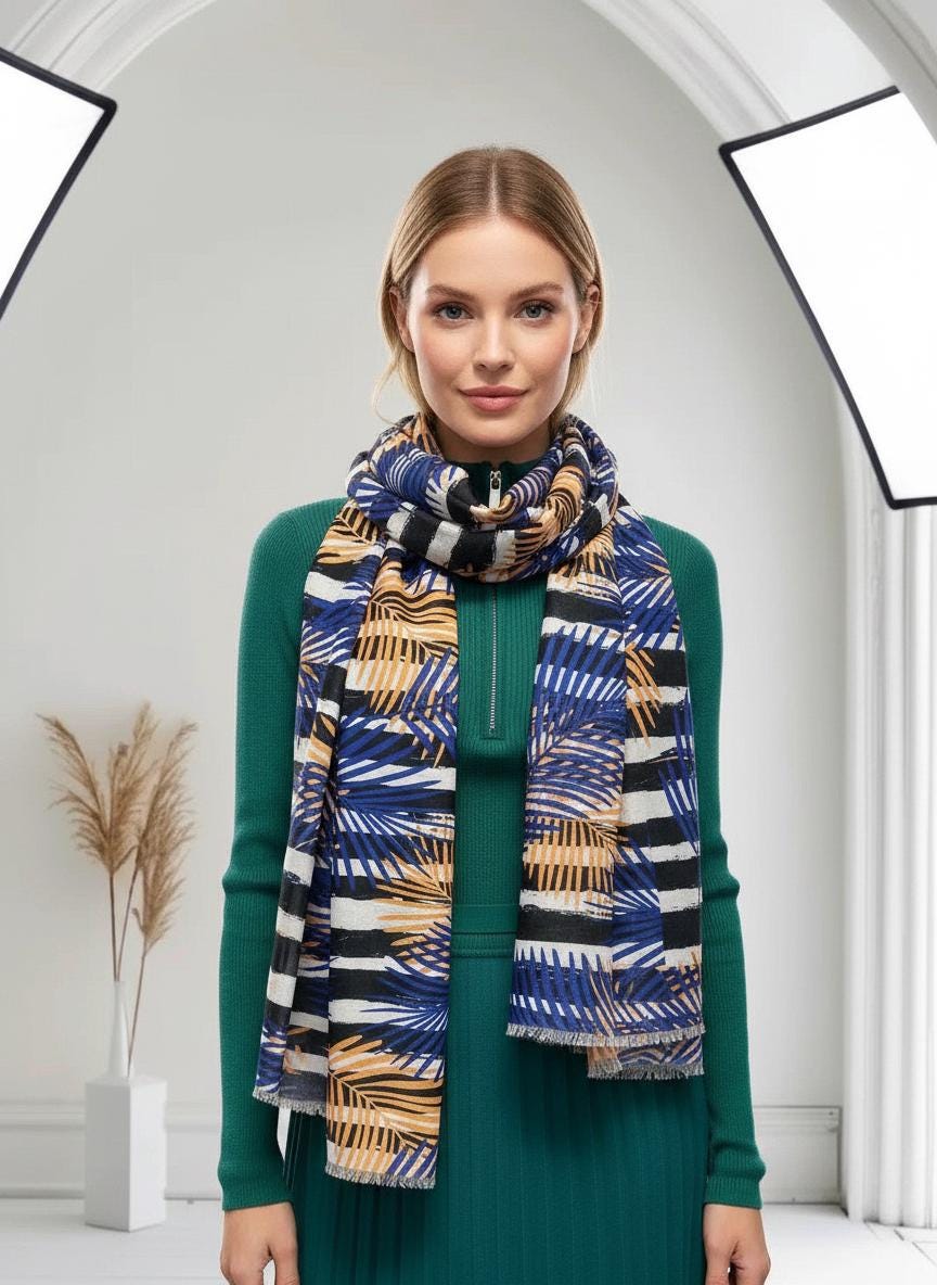 Leaf Print Soft  Scarf For Women Free Gift Wrap Comes with a gift bag