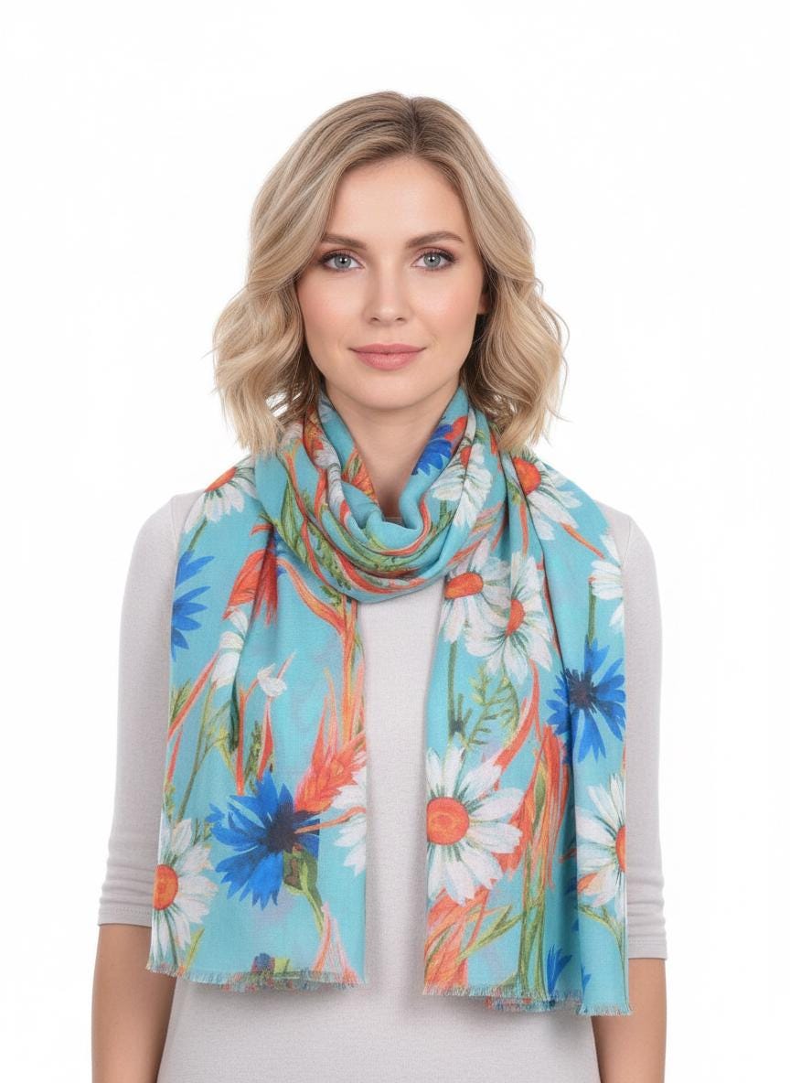 Watercolour Floral Print  High Quality Soft  Scarf Comes with a gift bag