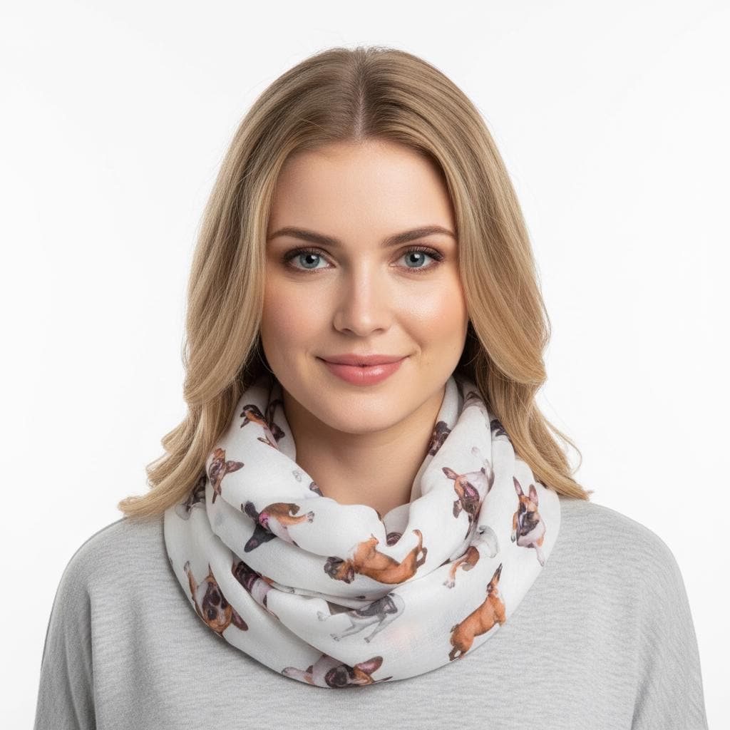 French Bulldog Print Infinity Scarf: Lightweight Snood Comes with a gift bag