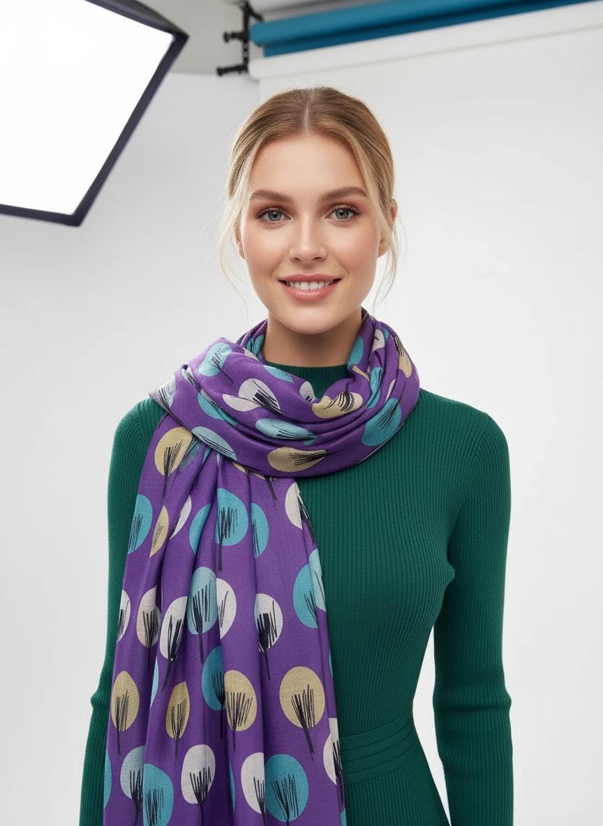 Tropical Leaf Print Scarf: Lightweight Fashion Wrap Comes with a gift bag