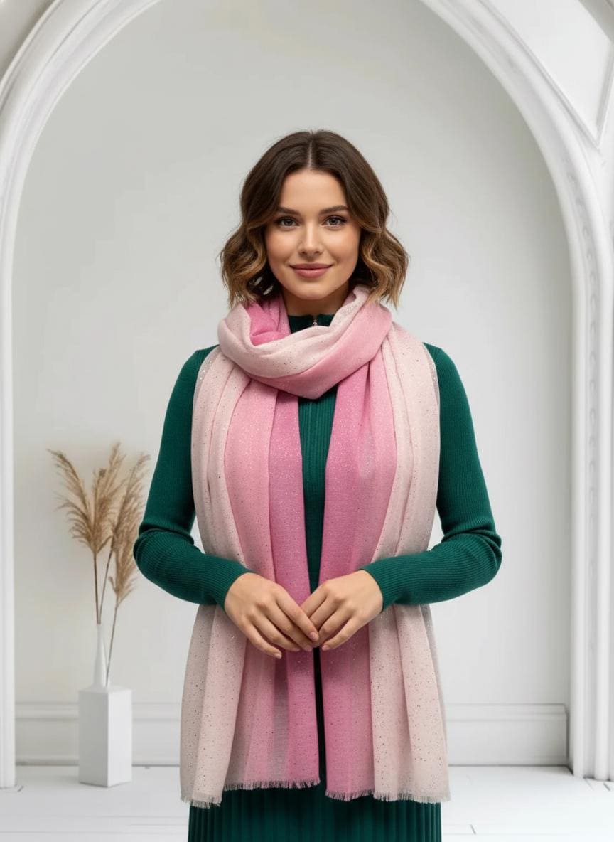 Glitter Two Tone Gradual Colour Fade Print Scarf For Women Comes with a gift bag