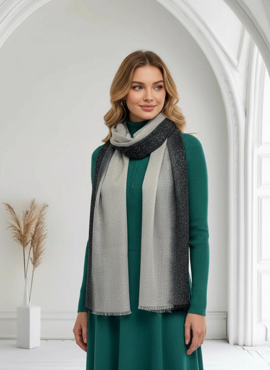 Glitter Two Tone Gradual Colour Fade Print Scarf For Women Comes with a gift bag