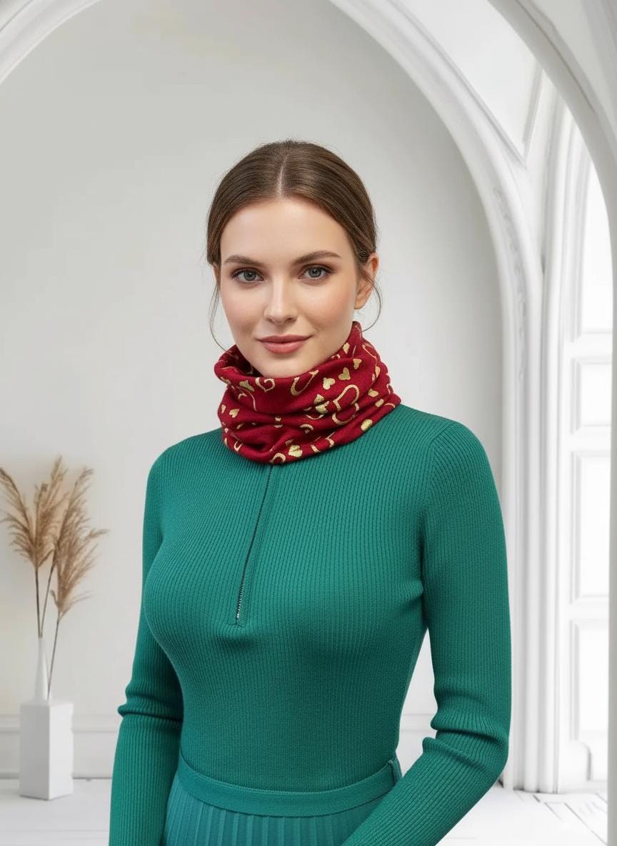 Lightweight Glitter Heart Snood Comes with a gift bag
