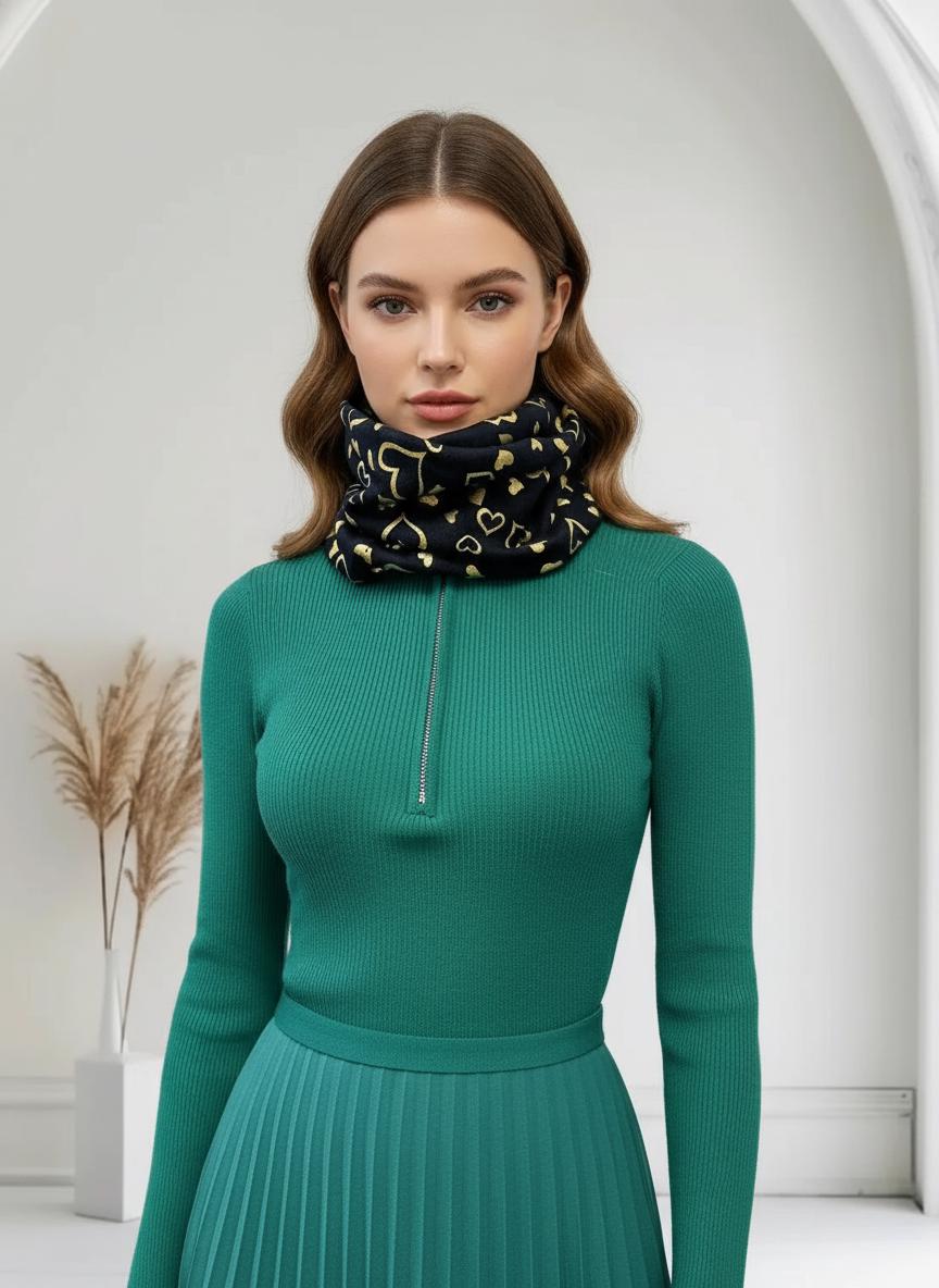 Lightweight Glitter Heart Snood Comes with a gift bag