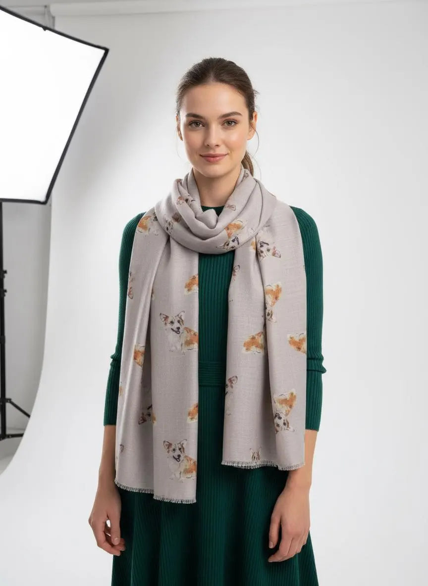 Corgi Dog Print Soft Scarf For Dog Lovers Comes with a gift bag