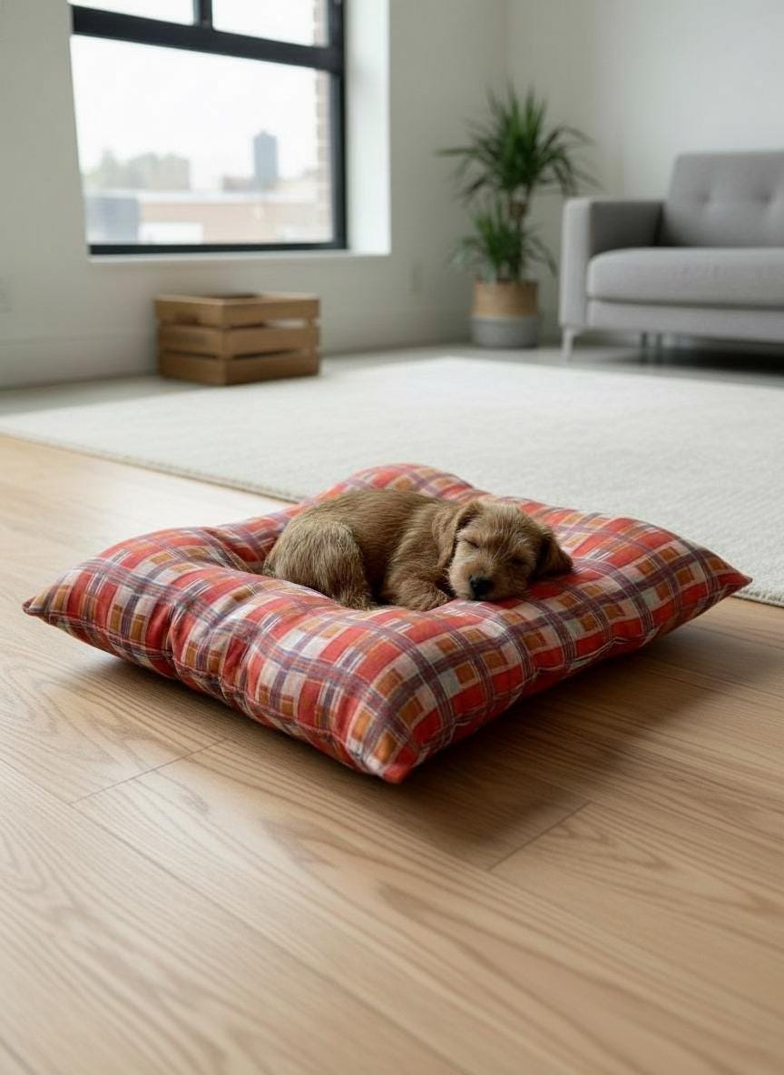 Handmade Double-Sided Pet Bed for Small Dogs & Cats – Soft Polyester Cushion with 100% Virgin Hollow fiber Filling
