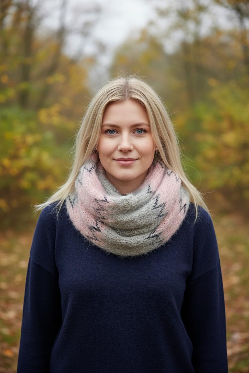 Knitted Zigzag Snood Infinity Scarf For Winter Comes with a gift bag presentation
