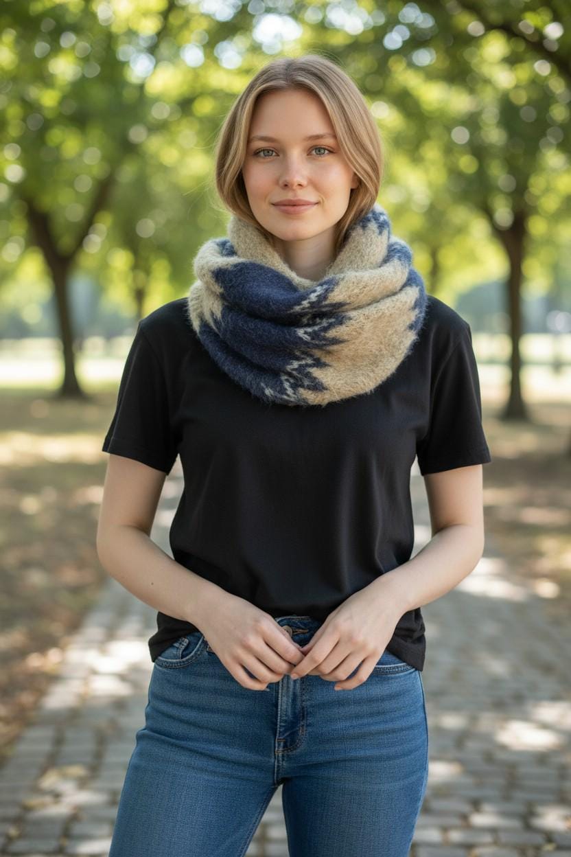 Knitted Zigzag Snood Infinity Scarf For Winter Comes with a gift bag presentation