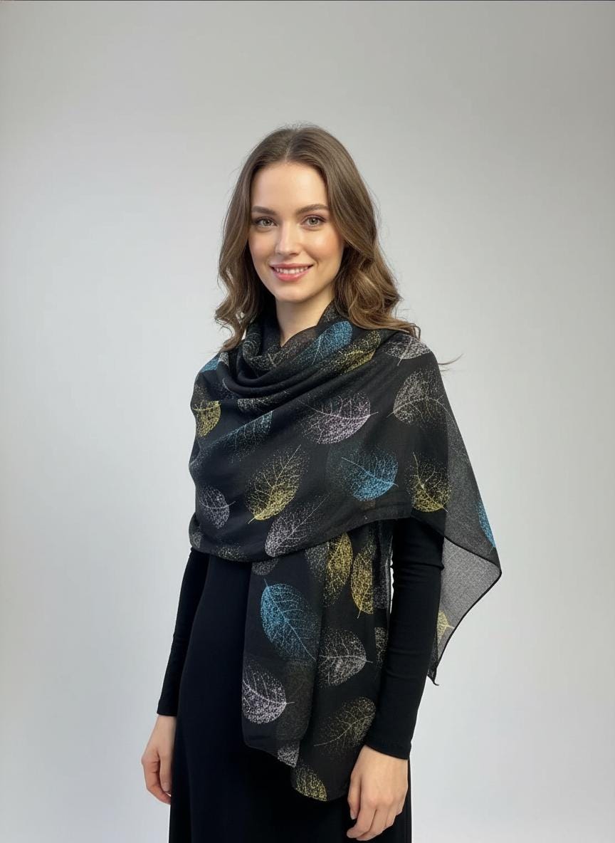 Leaf Print Scarf Lightweight Scarf Comes with a gift bag
