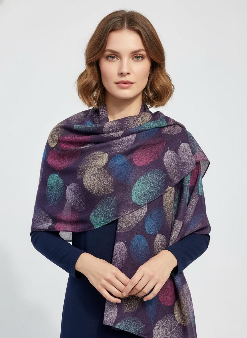 Leaf Print Scarf Lightweight Scarf Comes with a gift bag