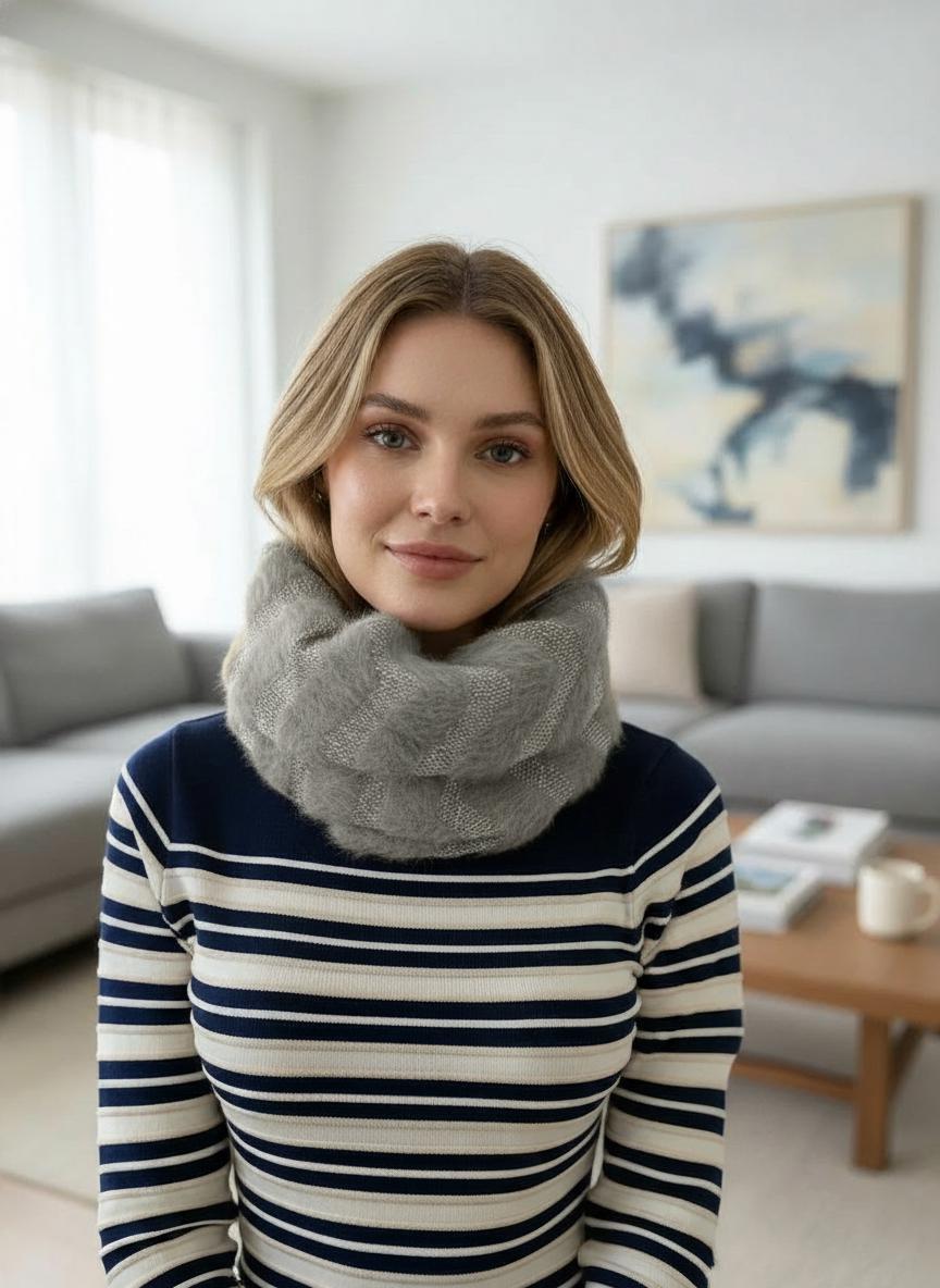 Knitted Zigzag Snood Infinity Scarf For Winter Comes with a gift bag