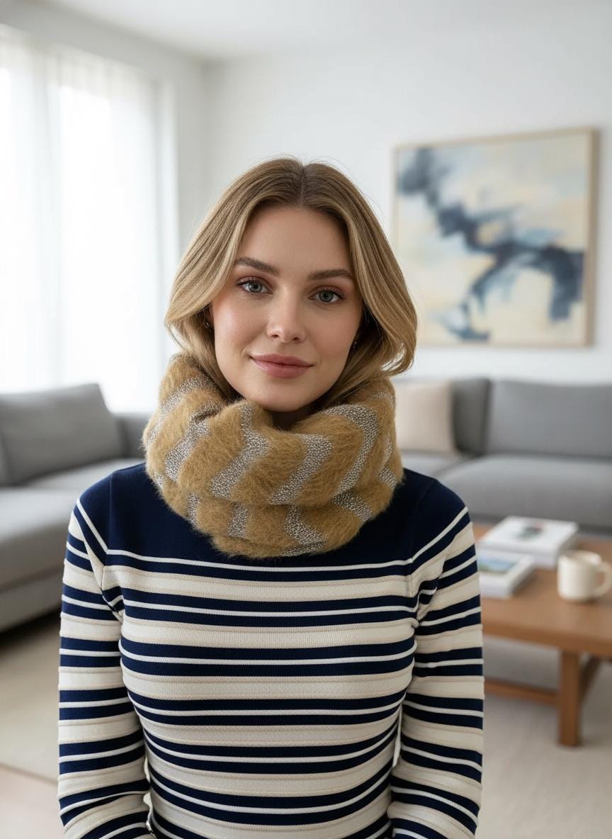 Knitted Zigzag Snood Infinity Scarf For Winter Comes with a gift bag