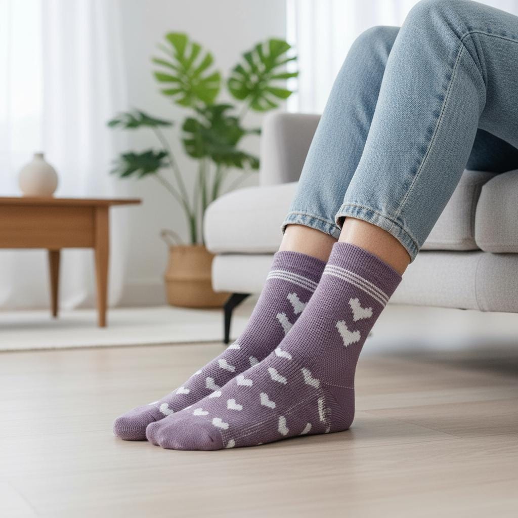 Ladies Seamless Soft Comfort Set of 5 Zebra Heart Pattern Crew Socks Premium Quality Gift for Her comes with a gift bag