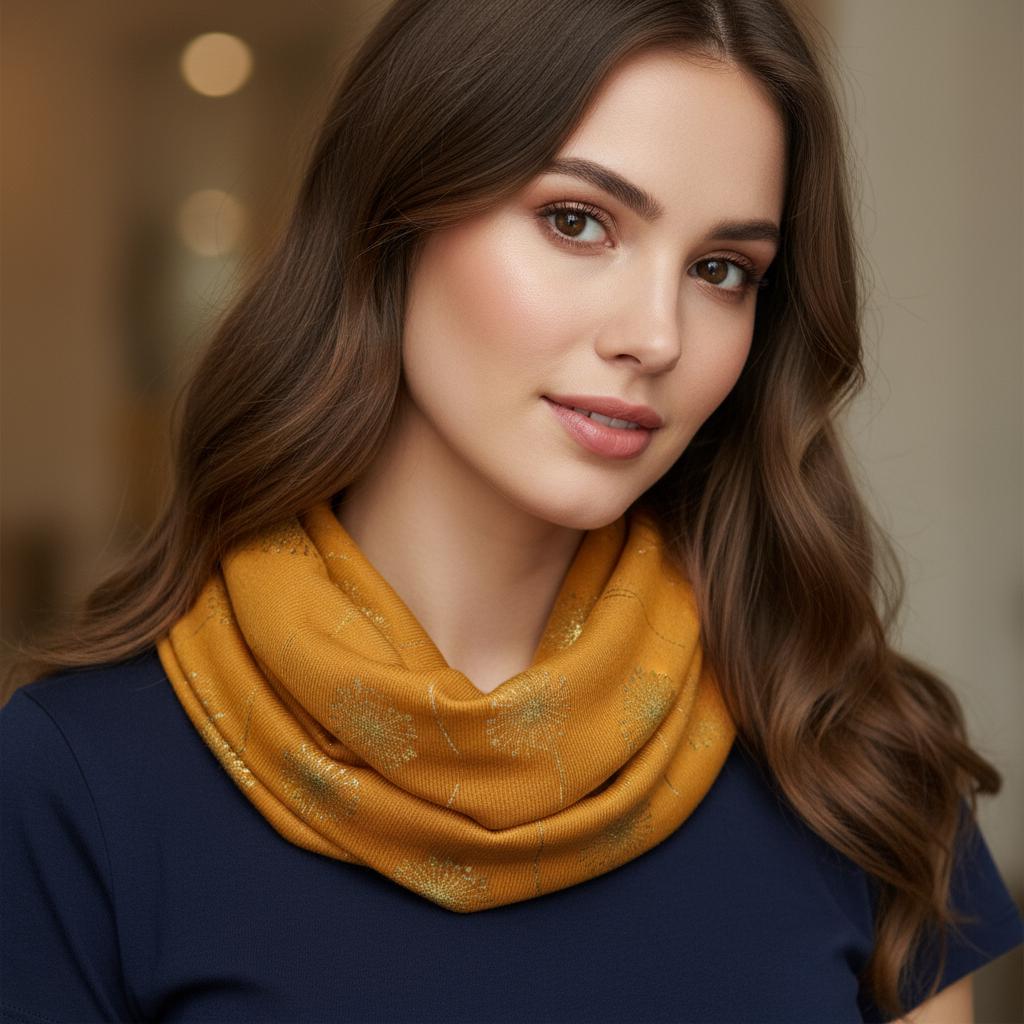 Lightweight Glitter Foil Dandelion Snood Infinity Scarf Comes with a gift bag