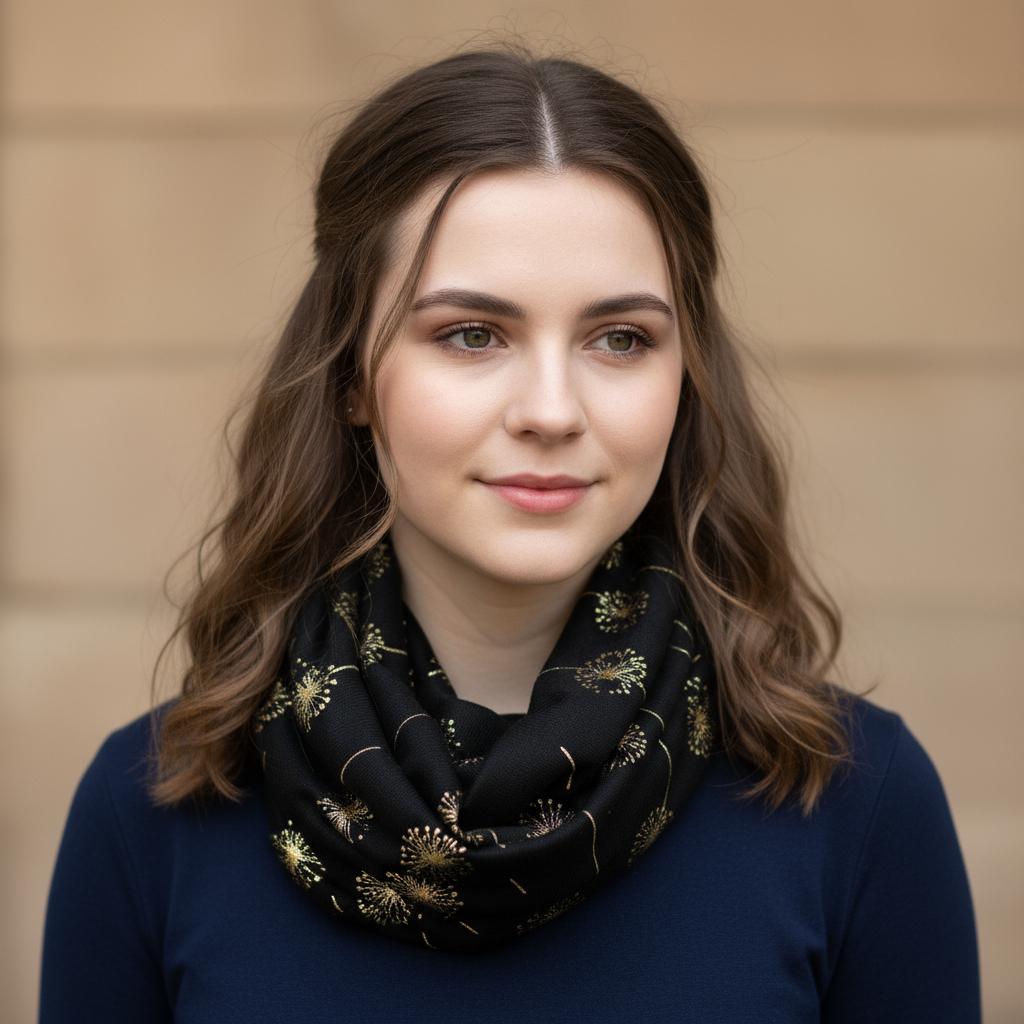 Lightweight Glitter Foil Dandelion Snood Infinity Scarf Comes with a gift bag