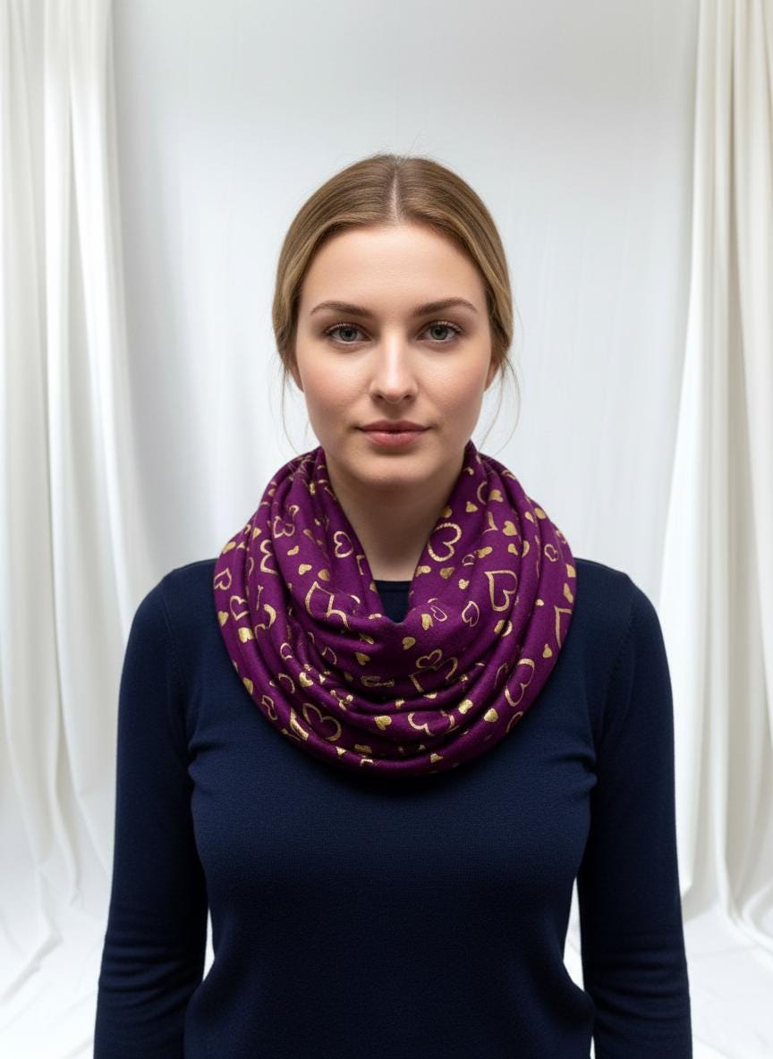 Glitter Heart Snood For Her Gift For Teacher Sister Comes with a gift bag