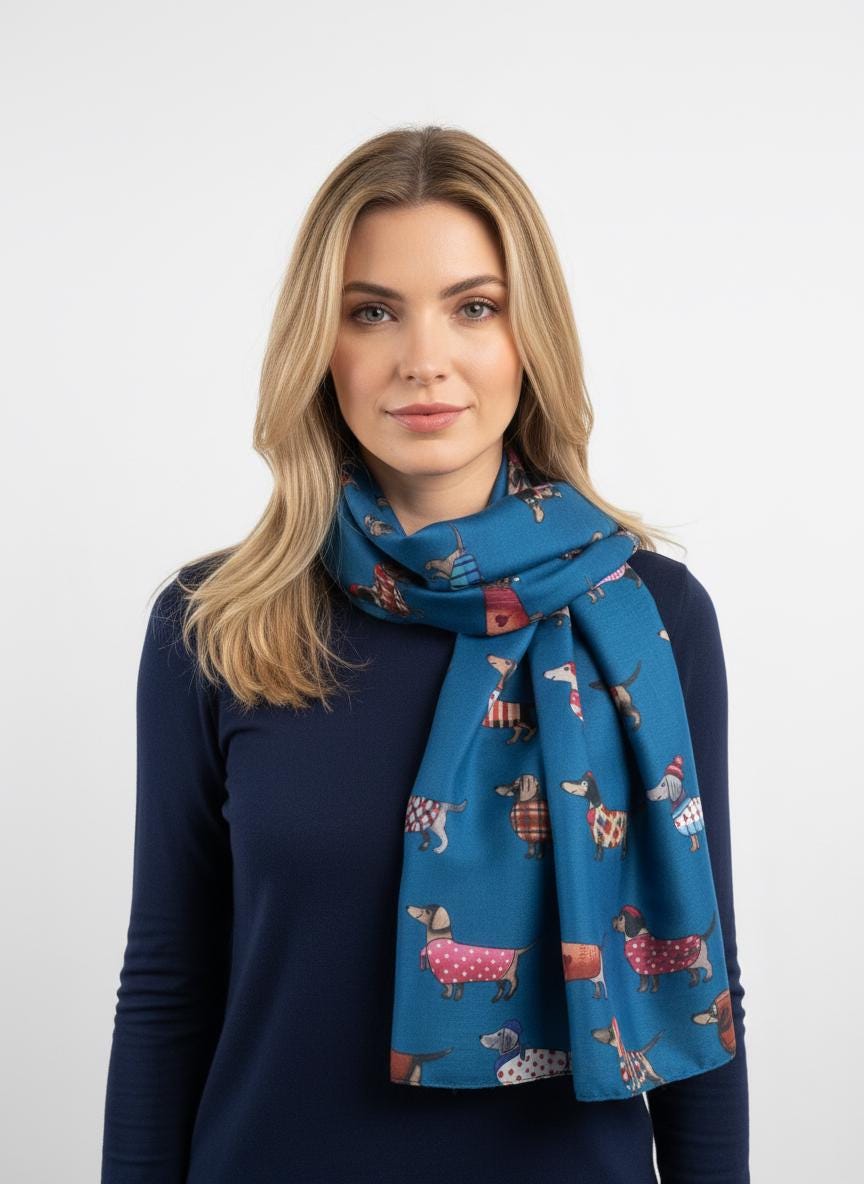 Sausage Dog  Dachshund Soft Scarf For Dog Lovers Comes with a gift bag